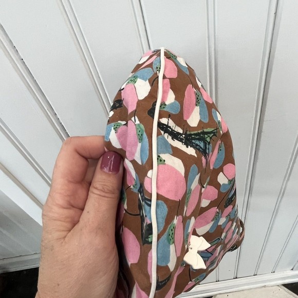 Erotokritos Print Fabric Handbag Purse Eiffel Tower Airplanes Brown Pink - Picture 6 of 6